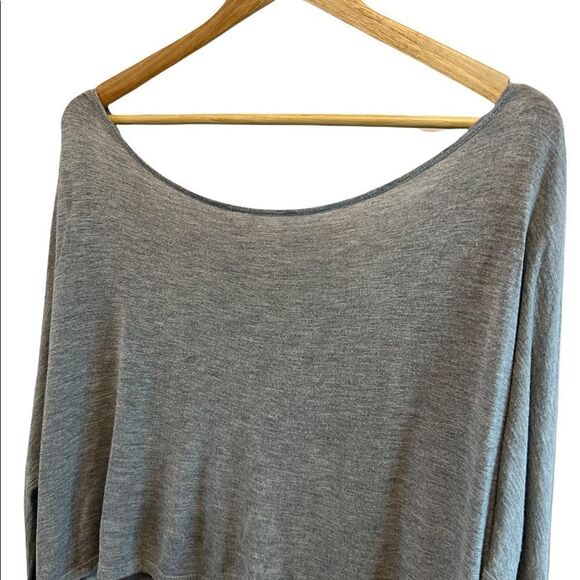 ROBIN K Grey Macramé Open Back Cropped Bat Sleeve Casual Cotton Top S - Picture 6 of 7